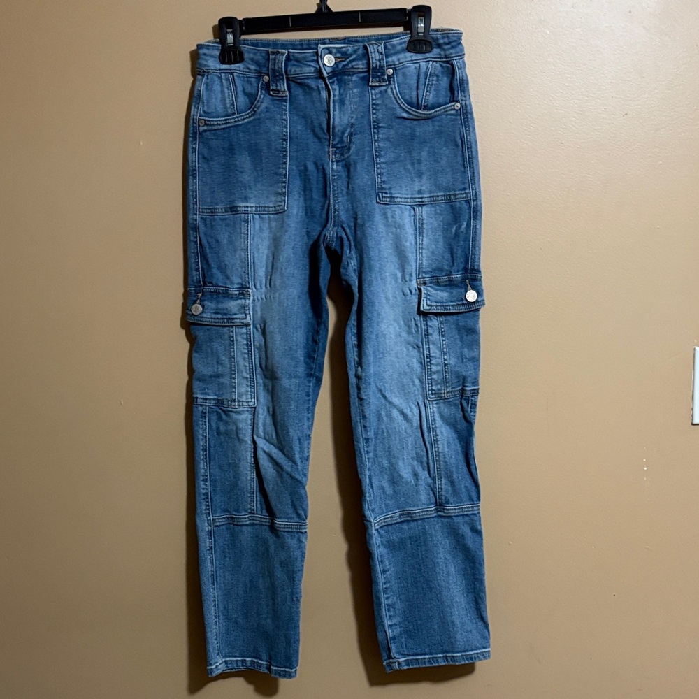 Altar'd State Women’s Blue Denim Cargo Jeans